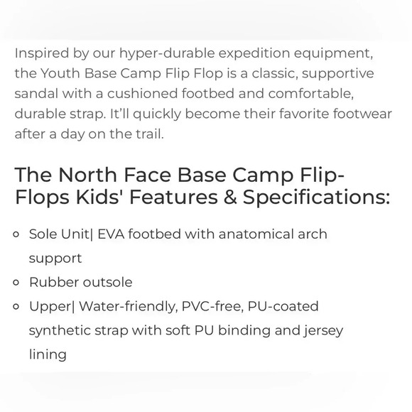 The North Face Base Camp boys flip flops. Size: 1 youth - Picture 8 of 10